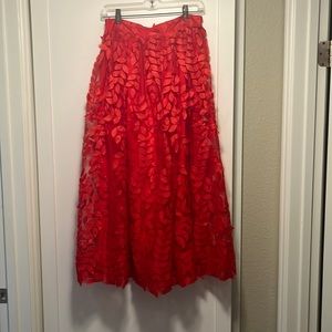 MIDI Red Anthropology 3D Skirt